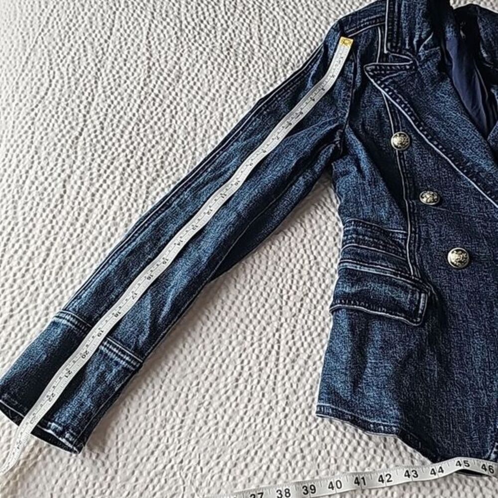 Bebe -956 Tailored Double Breasted Denim Jacket in Antique‎ Indigo Wash size 2 - Picture 15 of 16